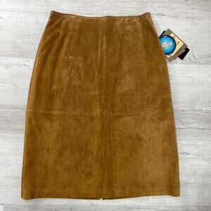 AR A Bernardo Fashions Genuine Leather Skirt Brown Knee Length Pencil Boho Chic